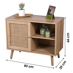 Avis Meuble de rangement en cannage 2 niches 1 porte pieds scandinaves 80 x 39 x 66 cm+Urban Living