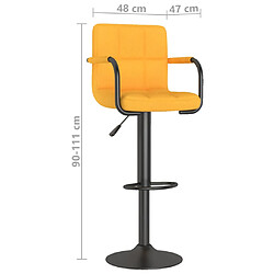 vidaXL Tabouret de bar Jaune moutarde Tissu pas cher