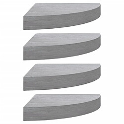 vidaXL Étagères d'angle murales 4 pcs Gris béton 25x25x3,8 cm MDF