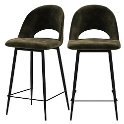 Rendez Vous Deco Chaise de bar mi-hauteur Pénélope verte 65 cm (lot de 2)