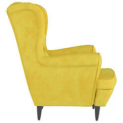 Acheter vidaXL Fauteuil à oreilles avec tabouret jaune moutarde velours