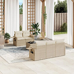 vidaXL Salon de jardin avec coussins 6 pcs beige résine tressée