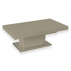 Inside 75 Table basse relevable SET UP SHADOW laqué taupe socle acier brossé 