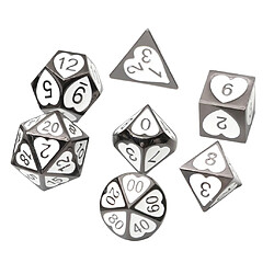 Avis 7 Pièces Métal Polyédrique Dés D4 D6 D8 D10 D12 D20 Ensemble Jeu De Rôle Jeu 07