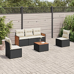 vidaXL Salon de jardin 6 pcs avec coussins noir résine tressée 