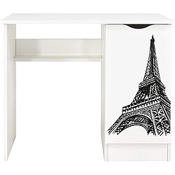 Leomark Bureau blanc avec étagère ROMA - Tour Eiffel