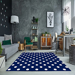 HOMEMANIA Tapis Imprimé Classic Dots 1 - Géométrique - Décoration de Maison - Antidérapant - Pour Salon, séjour, chambre à coucher - Bleu, blanc en Polyester, Coton, 60 x 100 cm