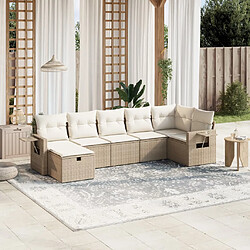 vidaXL Salon de jardin avec coussins 7 pcs beige résine tressée 