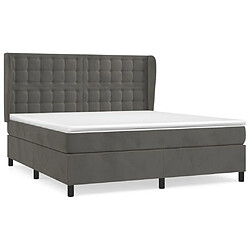 Maison Chic Lit Adulte - Lit simple Lit à sommier tapissier et matelas moelleux - Meuble de Chambre - Gris foncé 160x200cm Velours -MN64676