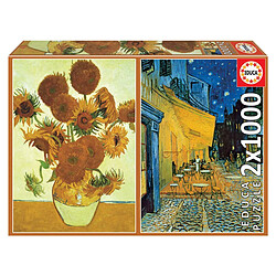 Educa Borras Puzzle 2 x 1000 pcs - Les tournesols + Terrase du cafe le soir - Van gogh 