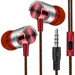 Wewoo Ecouteurs Métal filaire des écouteurs son super bass casque intra-auriculaire Sport avec micro pour Xiaomi Samsung Hu(rouge) 