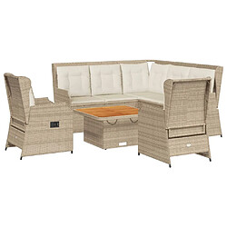 vidaXL Salon de jardin avec coussins 6 pcs beige résine tressée