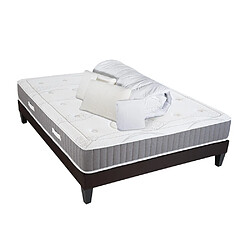 Olympe Literie Pack Intuition Pack Prêt à dormir INTUITION 140x200 cm | Matelas Mémoire de forme + Sommier Bois + Accessoires