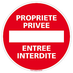 Signaletique Biz Panneau de Signalisation Aluminium. Panneau Interdiction. Panneau Parking, Panneau d'information Aluminium 2 mm - Diamètre 350 mm - Propriété privée entrée interdite 