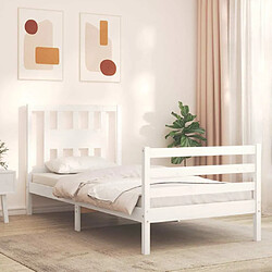 Maison Chic Cadre/structure de lit avec tête de lit pour adulte - Lit Moderne Chambre blanc simple bois massif -MN95119