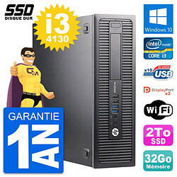 PC HP ProDesk 600 G1 SFF Intel Core i3-4130 RAM 32Go SSD 2To Windows 10 Wifi - Occasion