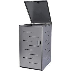 Decoshop26 Abri de poubelles extérieur conteneurs à ordures jusqu'à 2 bacs 116x71x98 cm en acier inoxydable 04_0005590