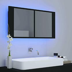 Avis Maison Chic Armoire à miroir de salle de bain,Meuble de rangement,Meuble bas de bain LED Noir 90x12x45 Acrylique -GKD624778