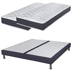 Ebac Matelas ressort + Sommier SR15 Volcan 2x90x190 Record - H. 20 cm - Soutien ferme 