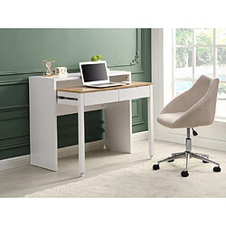 Vente-Unique Bureau console extensible avec 2 tiroirs - Blanc et naturel - LOAVIA