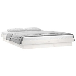 Avis vidaXL Cadre de lit à LED sans matelas blanc 200x200 cm bois massif