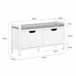 Avis SoBuy FSR146-W Banc à Chaussures, Banc d‘Entrée, Banc de Couloir, Meuble de Rangement pour Entrée avec Coussin Rembourré et 2 Portes