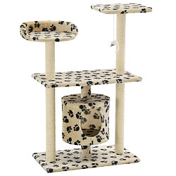 Arbre à chat,niche pour chat avec griffoir en sisal 95 cm Beige Motif de pattes -MN62412