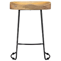 Helloshop26 Lot de deux tabourets de bar design chaise siège bois de manguier solide 1202098