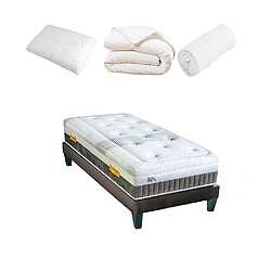 Olympe Literie Pack Delphes Pack Prêt à dormir DELPHES 90x200 cm | Matelas Mémoire de forme + Sommier + Accessoires