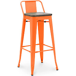 ICONIK INTERIOR Tabouret de Bar - Design Industriel - Bois et Acier - 76cm - Stylix Orange