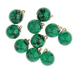 Acheter 10pcs fleur séchée boule de verre pendentif bricolage boucle d'oreille Dangle Craft vert foncé