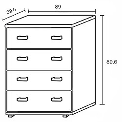 Pegane Commode, buffet, meuble de rangement coloris chêne cendré/noir - Longueur 89 x Profondeur 39.6 x Hauteur 89.6 cm