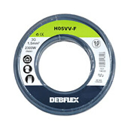 Debflex BOBINOT H05VV-F 3G1,5 10M GRIS BOBINOT CÂBLE SOUPLE H05VV-F 3G1,5MM² 10 MÈTRES GRIS