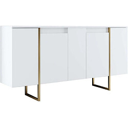 Hanah Home Buffet en aggloméré pieds en métal Luxe blanc et doré.