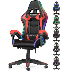 Chaise de jeu avec lumières LED RGB - chaises de jeu vidéo Rattantree - Chaise de bureau ergonomique - Support dorsal haut - Support lombaire - Chaise de jeu PC Rouge