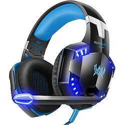 Chrono Casque Gaming Filaire pour PC avec Microphone Anti-Bruit, Son Surround, Contrôleur de Volume, Lumières LED Compatible avec PS4 Xbox One Ordinateur Portable, Nintendo Switch - Bleu