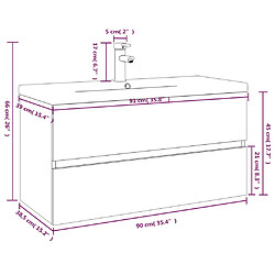 vidaXL Meuble lavabo avec bassin intégré Chêne fumé Bois d'ingénierie pas cher