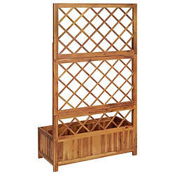 Acheter Maison Chic Jardinière,Lit surélevé - Bac à fleurs - pot de fleur avec treillis 85x38x150 cm Bois massif d'acacia -GKD10409