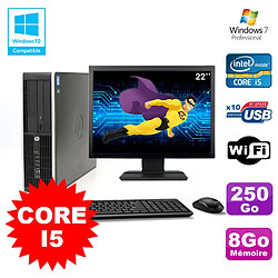 Lot PC HP Elite 8200 SFF Core I5 3.1GHz 8Go 250Go DVD WIFI W7 + Ecran 22" · Occasion 