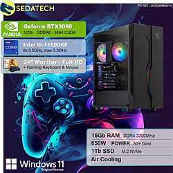 Sedatech Pack PC Gamer • Intel i9-11900KF • RTX3060 • 16 Go RAM • 1To SSD M.2 • Windows 11 • Moniteur 24"