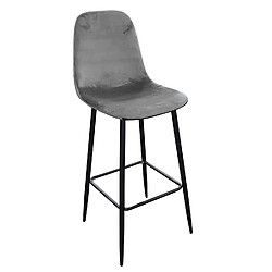 Urban Living Tabouret de bar en velours vintage Inoui - H. 110 cm - Gris Urban Living - Tabouret de bar en velours vintage Inoui - H. 110 cm - Gris - Vintage