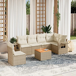 vidaXL Salon de jardin avec coussins 7 pcs beige résine tressée