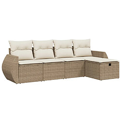 vidaXL Salon de jardin avec coussins 5 pcs beige résine tressée