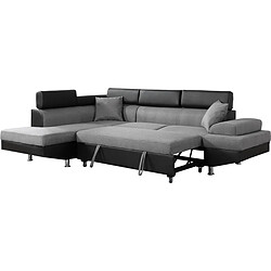 Habitat Et Jardin Canapé d'angle convertible Sophia luxe - 265 x 190.5 x 80/91 cm - Noir / Gris - 5 places - Angle gauche 