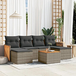 Maison Chic Salon de jardin avec coussins 7 pcs, Ensemble Tables et chaises de jardin, gris résine tressée -GKD922326