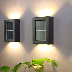 Justgreenbox Lampe murale solaire extérieure étanche à LED lumineuse cour jardin rue escalier éclairage lampe pack 2, warm lumière pas cher