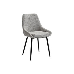 Avis Vente-Unique Lot de 2 chaises en tissu tweed et métal noir - Crème - MASURIE