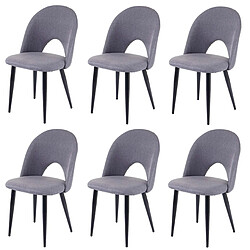 Decoshop26 Lot de 6 chaises de salle à manger cuisine design moderne tissu et textile gris foncé 04_0000811 