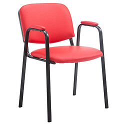 Decoshop26 Chaise visiteur avec accoudoirs intégrés zone d'attente en PVC rouge piètement à 4 pieds en métal noir 10_0003378 