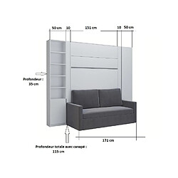 Avis Inside 75 Composition lit escamotable 140 blanc mat DJUKE SOFA canapé gris 2 colonnes